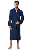 Morgenstern Accappatoio leggero da uomo kimono con bambù cotone e microfibra blu Taglia M