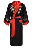 Laciteinterdite Kimono Vestaglia Accappatoio Giapponese Reversibile per l'Uomo Nero e Rosso Modello Drago XL