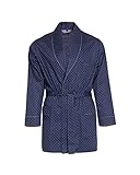 Revise vestaglia da uomo, accappatoio corto, RE-509, elegante, in cotone al 100%, blu scuro C10., L